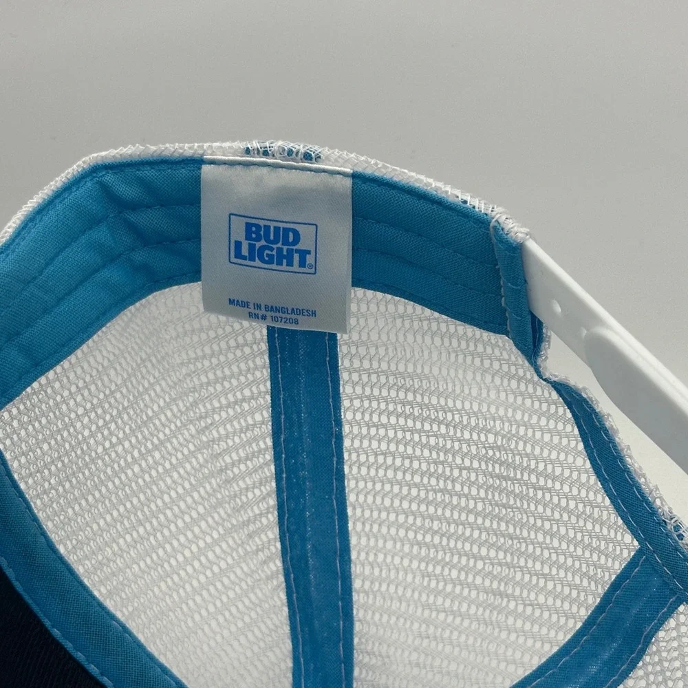 Bud‎ Light Hat Trucker Snapback Blue White Mesh Cap YS Headwear Beer Logo Promo